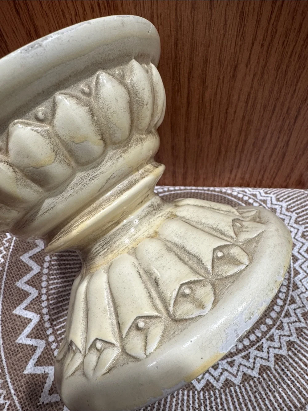 Mid Century VTG Decorative Ceramic Pedestal Greek Style Pillar Candle Holder
